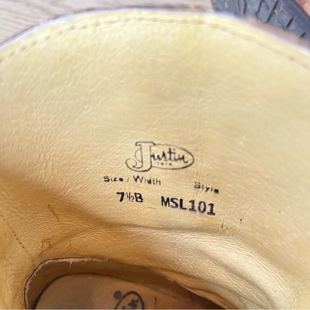 Justin Western Cowgirl Boots Distressed Brown Leather Festival Rodeo Women’s 7.5 - Picture 11 of 11